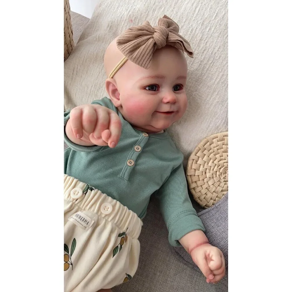 🆕20Inch Soft Cloth Body Newborn Baby Poseable Limbs  Green Lila Heart Girl Baby